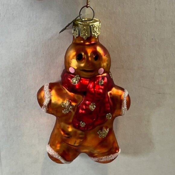 VTG Gingerbread Man Glass Glitter Christmas Tree Ornament 3.5"x2" - Picture 2 of 7